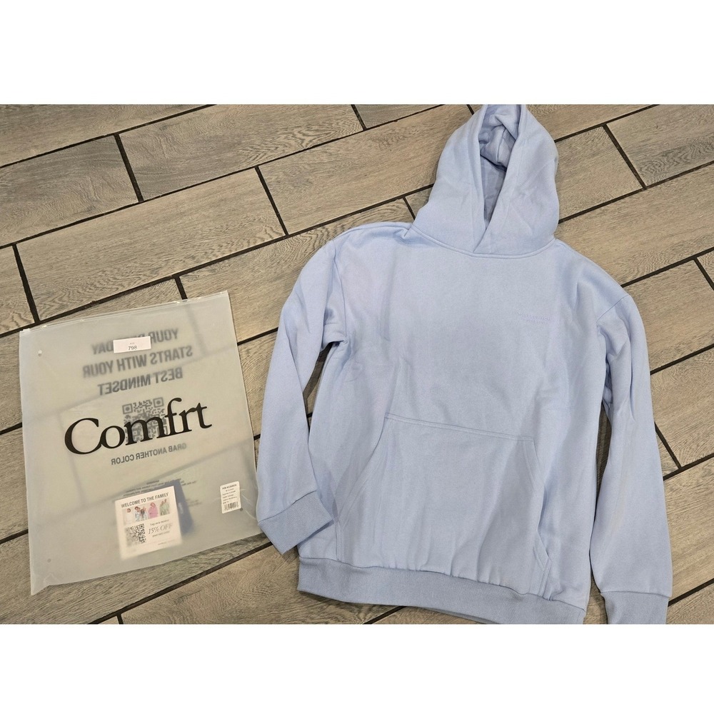 Comfrt Pastel Hoodie Periwinkle Blue Fleece Sweatshirt XL KJHU64 New